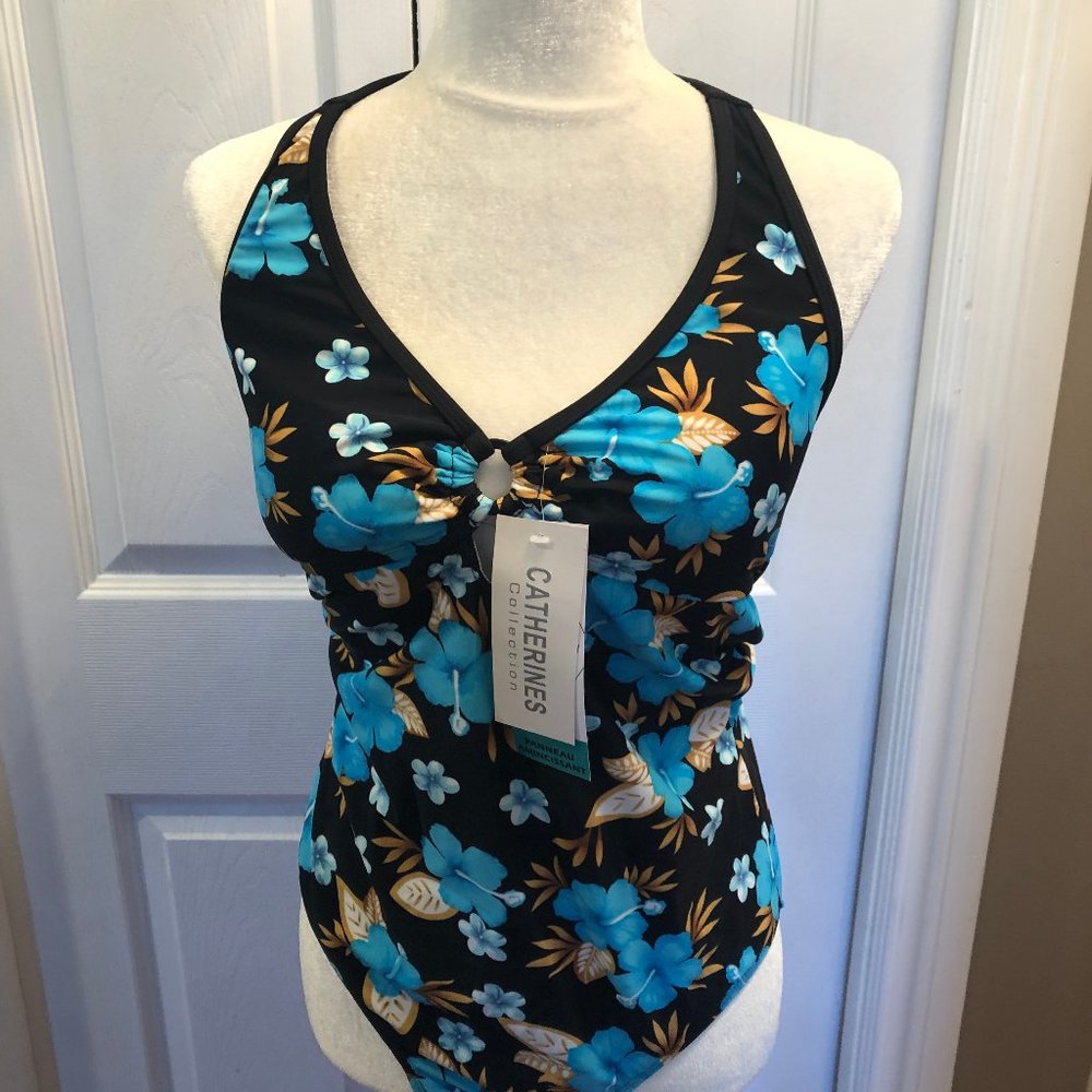 COPY - COPY - Bathing Suit Size 18 1 Piece Hibiscus Flower Print